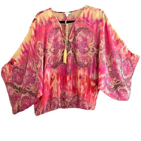 Harlow Zee Paisley Tie Dye Semi-Sheer Flowy Top XS - Picture 2 of 10